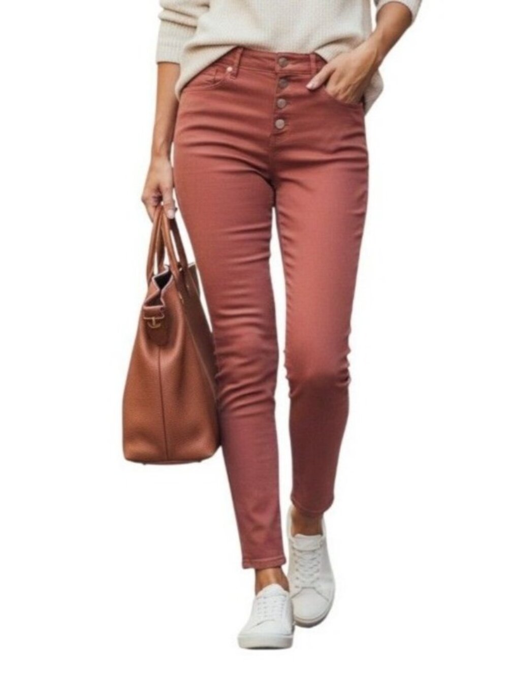 Old Navy Rockstar Jeans Women 12 Coral High Rise Skinny Stretch Button Fly Denim